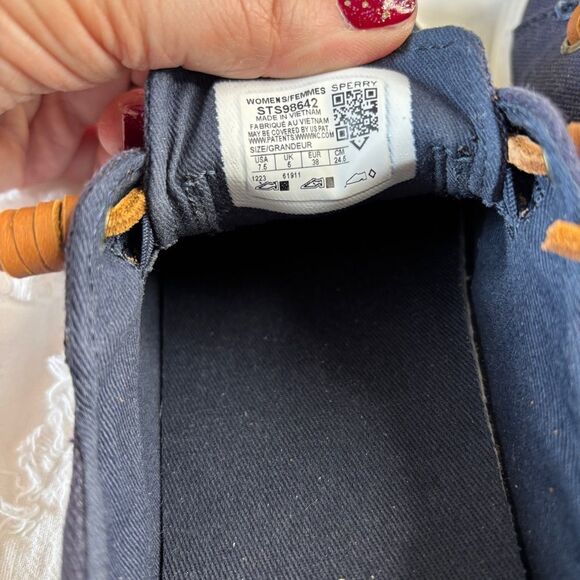 Sperry Navy Canvas Lace-Up Sneakers | Memory Foam | Women’s 7.5 - Picture 3 of 12